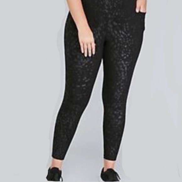 Lane Bryant LIVI Animal Print Black on Black Leggings - Picture 2 of 5